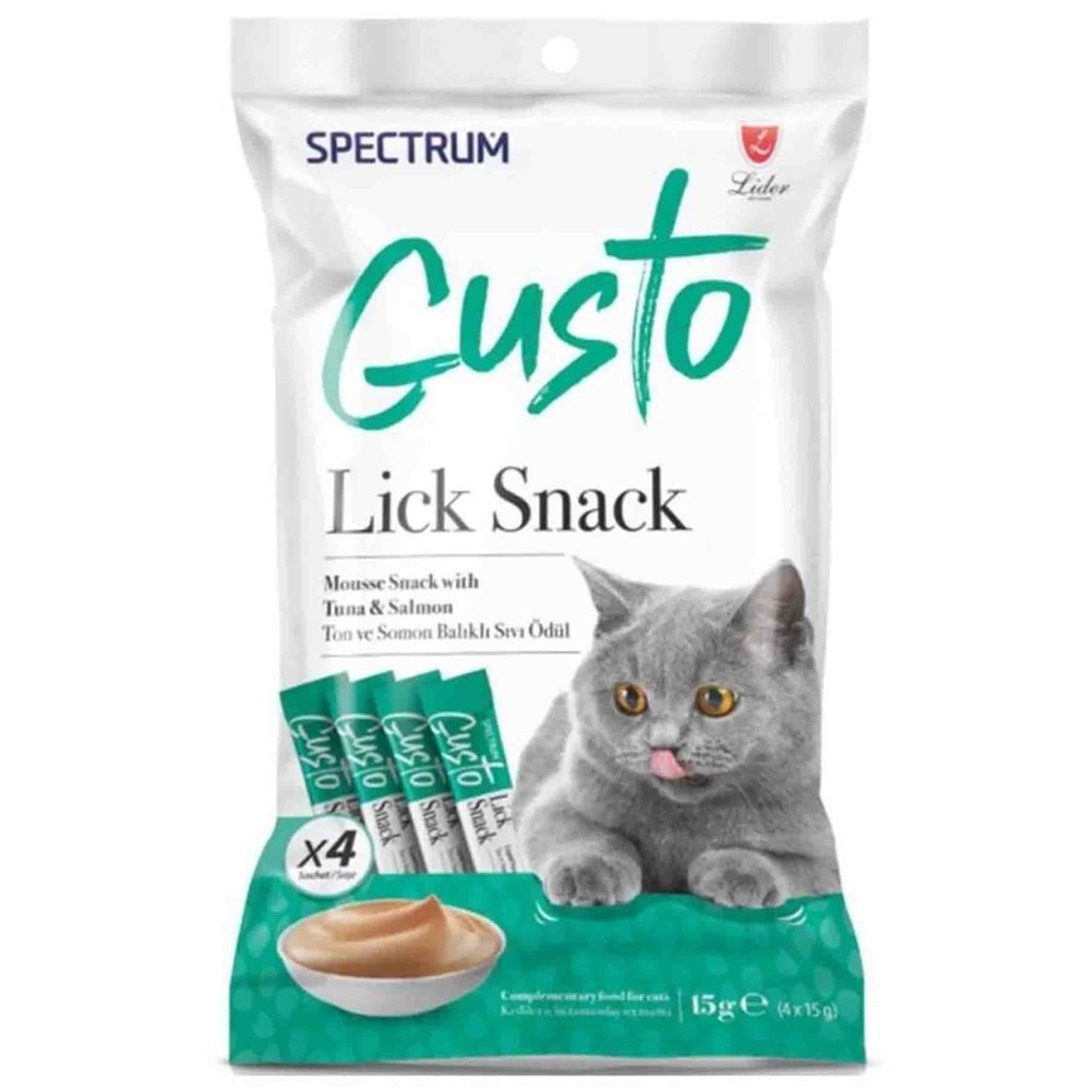 Spectrum Gusto Ton Balığı ve Somonlu Sıvı Kedi Ödül Maması 15gr (4'lü) 3 Paket