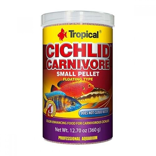 Tropical Cichlid Carnivore Small Pellet Balık Yemi 360 Gr. 1000 ml.